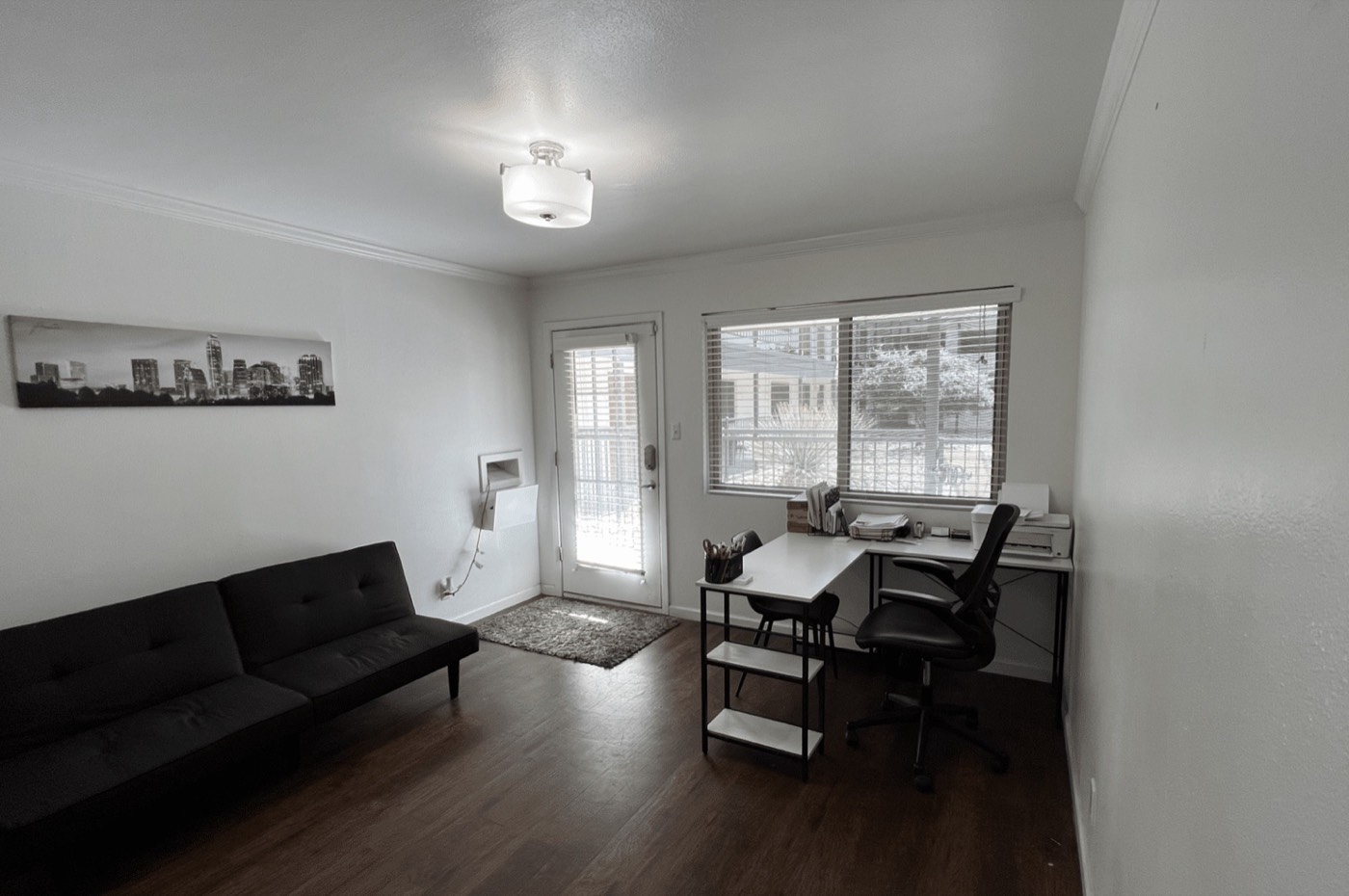 Furnished living room with dining area